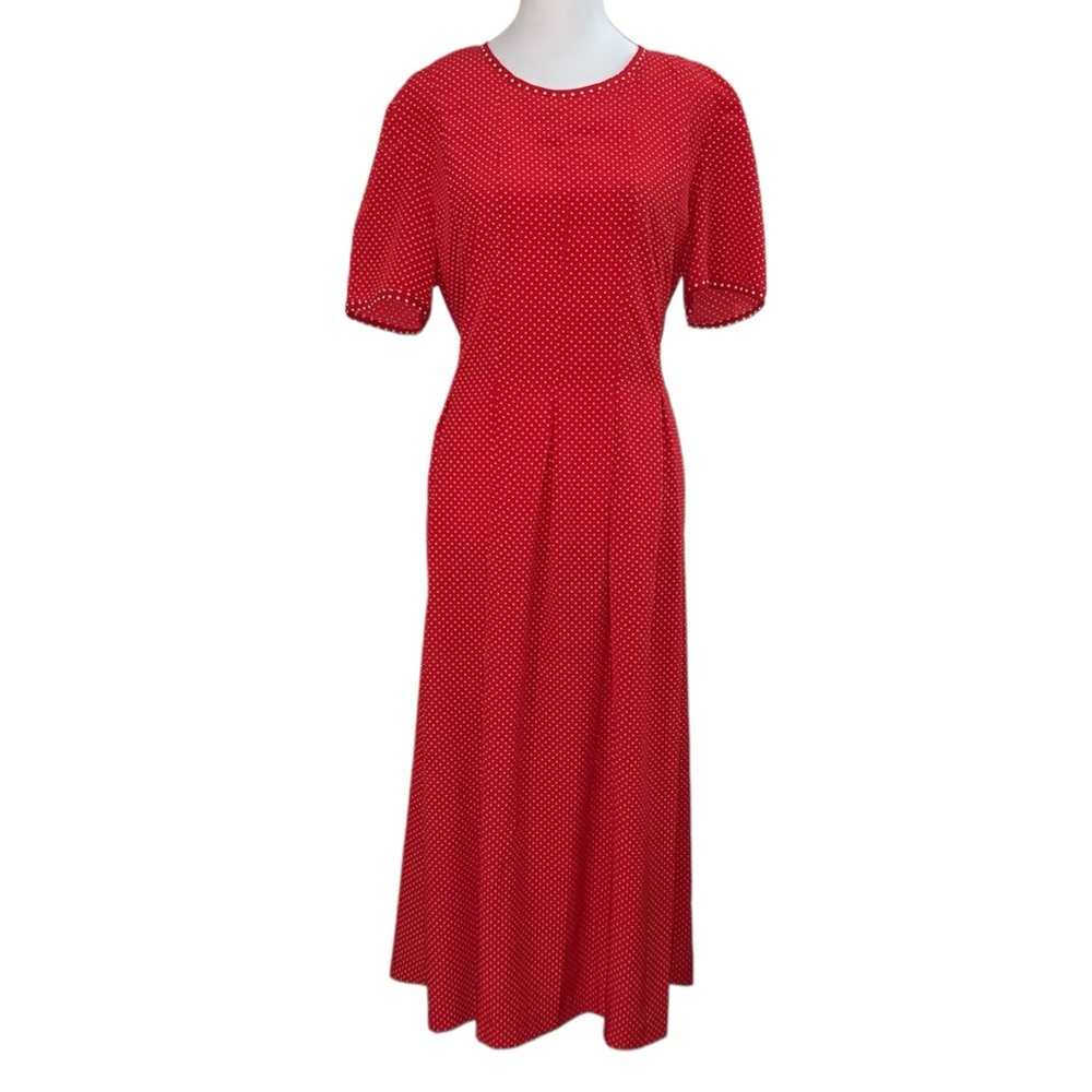 Kathie Lee Collection Red Polka Dot Maxi Dress